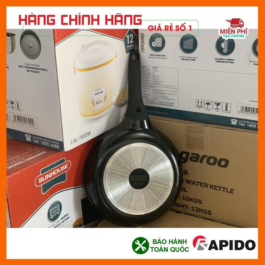 Chảo chống dính bếp từ, chảo từ men Đức Rapido 20cm, 24cm, 28cm đáy phẳng,thân và đáy chảo bằng nhôm đúc nguyên khối