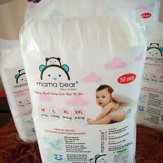 50 miếng bỉm trần mamabear m l xl