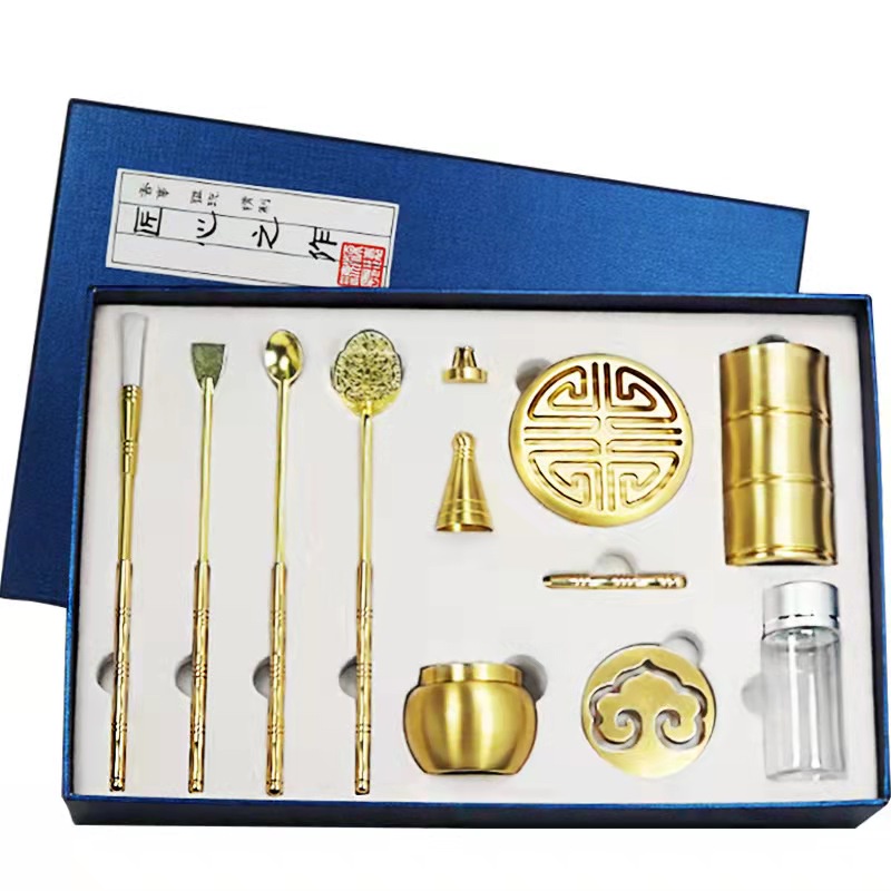 Bộ dụng cụ đốt trầm hương bằng đồng thau cao cấp tiện dụng