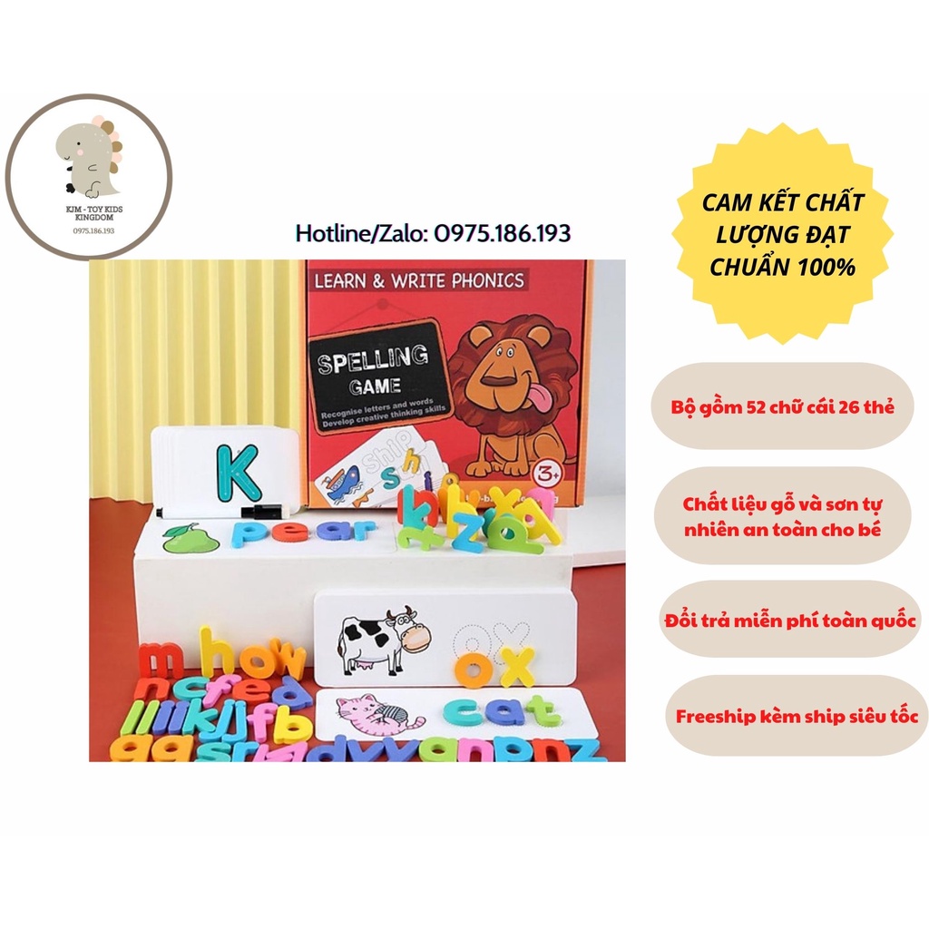 Spelling game con sư tử - Trò chơi đánh vần ghép từ vựng tiếng Anh 52 chữ cái