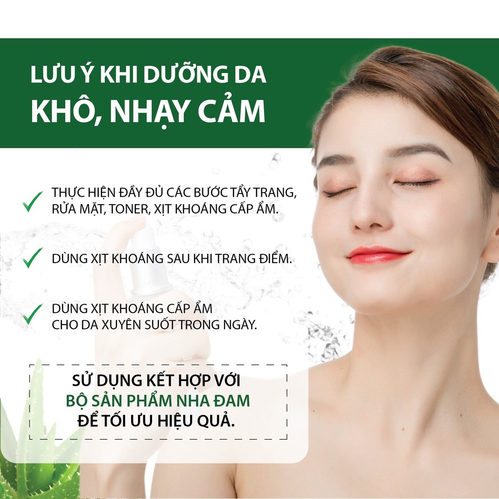 Xịt khoáng nha đam tươi dưỡng ẩm, dịu da phù hợp cho da khô MILAGANICS 100ml (chai)