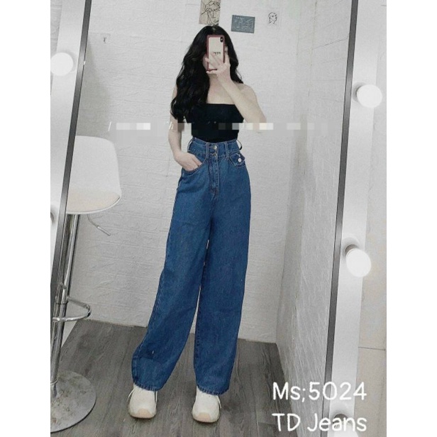 (Siêu sales) Quần jeans nữ ống rộng 2 phối màu cơ bản. Ms5024-5025