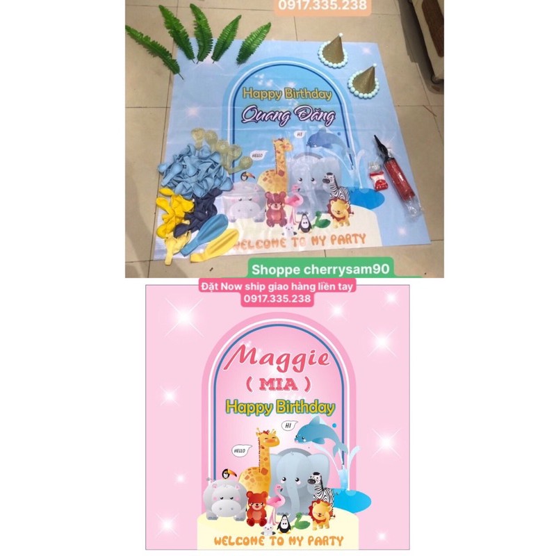 (BACKDROP MS20) SET BÓNG TRANG TRÍ  SINH NHẬT Siêu hạt Dẻ