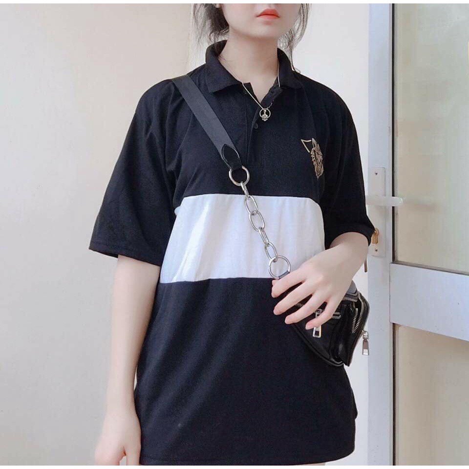 Áo polo sói phối màu cổ bo dệt hàng có size form rộng vanmiushop
