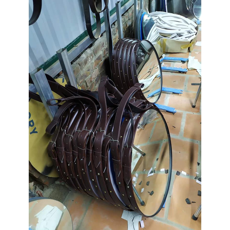 Gương Tròn Treo Tường Dây Da Cao Cấp , Mirror Decor 360