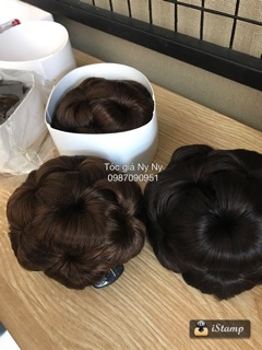 Tóc giả búi kẹp hoa siêu yêu ảnh thật