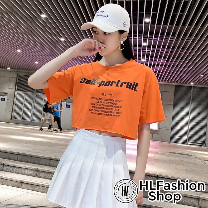 Áo croptop thun nữ Salf Portrair cực cool Hàn Quốc, áo thun nữ HLFashion