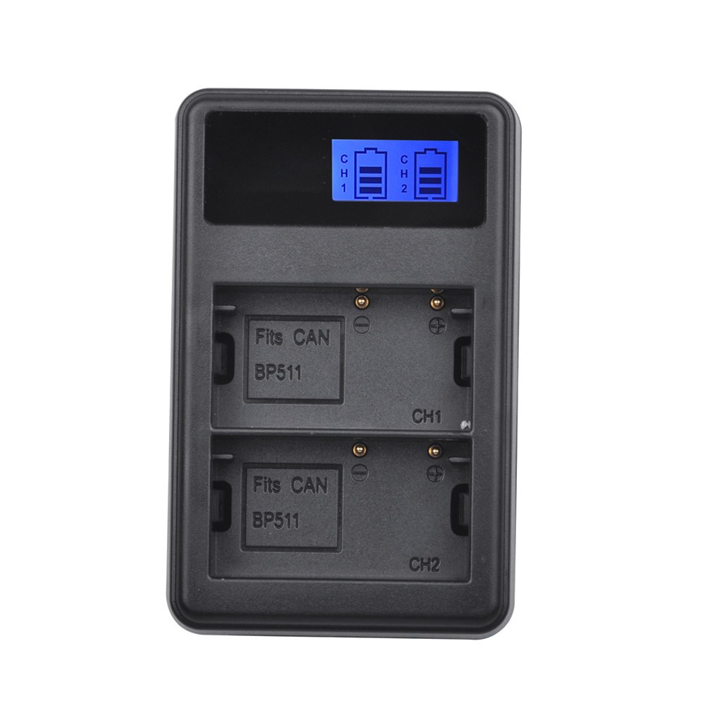 Cục sạc BP-511 BP511 BP511A LCD cổng USB cho Canon EOS 40D 300D 5D 20D 30D 50D C