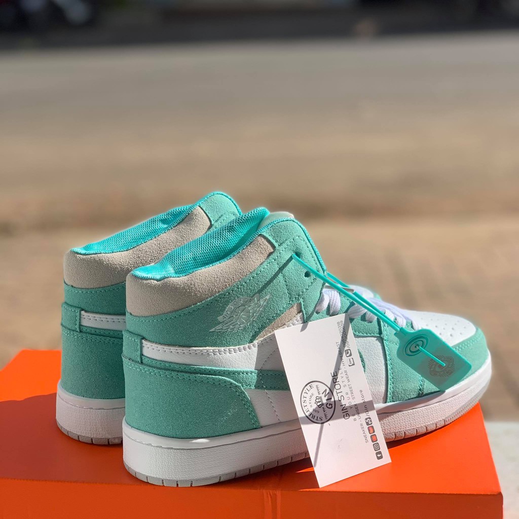 GIÀY SNEAKER THỂ THAO JODAN 1 XANH NGỌC DA LỘN NAM NỮ - GIN STORE