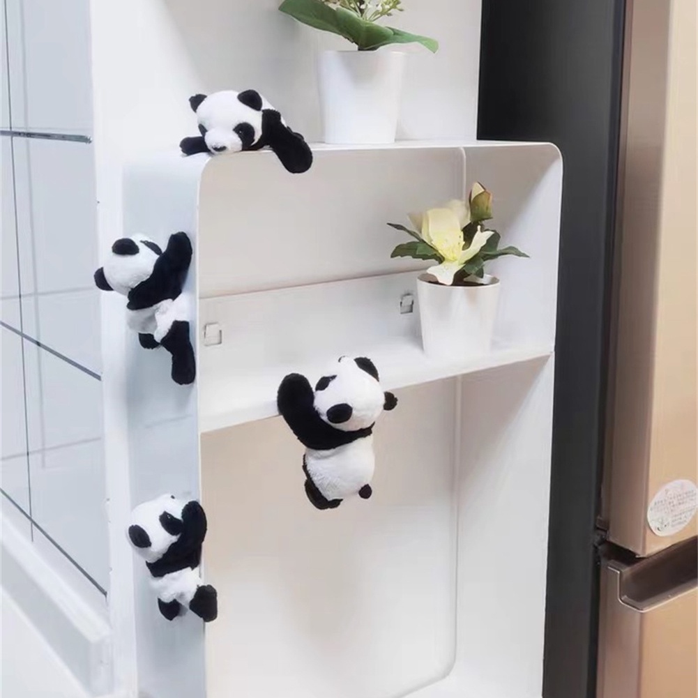 Bộ 3 Miếng Dán Nam Châm Hình Gấu Trúc Bằng Lông Nhung Mềm Mại Trang Trí Nhà Cửa / Quà Lưu Niệm