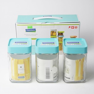 Bộ 3 lọ thủy tinh glasslock ig804 700ml hàn quốc nắp xanh dương - larva store