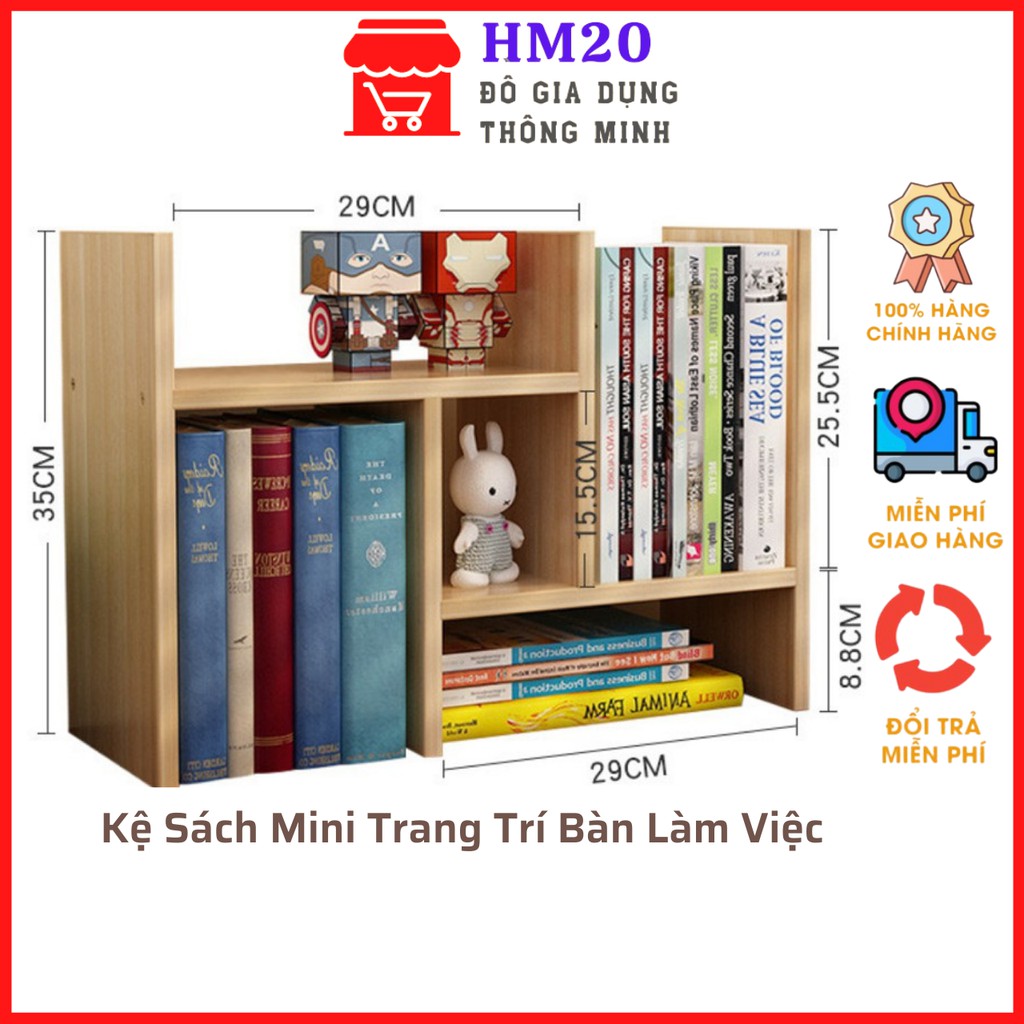 Kệ Sách Mini, Giá Để Sách, Để Tài Liệu Văn Phòng Trên Bàn Làm Việc Bằng Gỗ Ép, Trang Trí Bàn Làm Việc Siêu Tiện Dụng