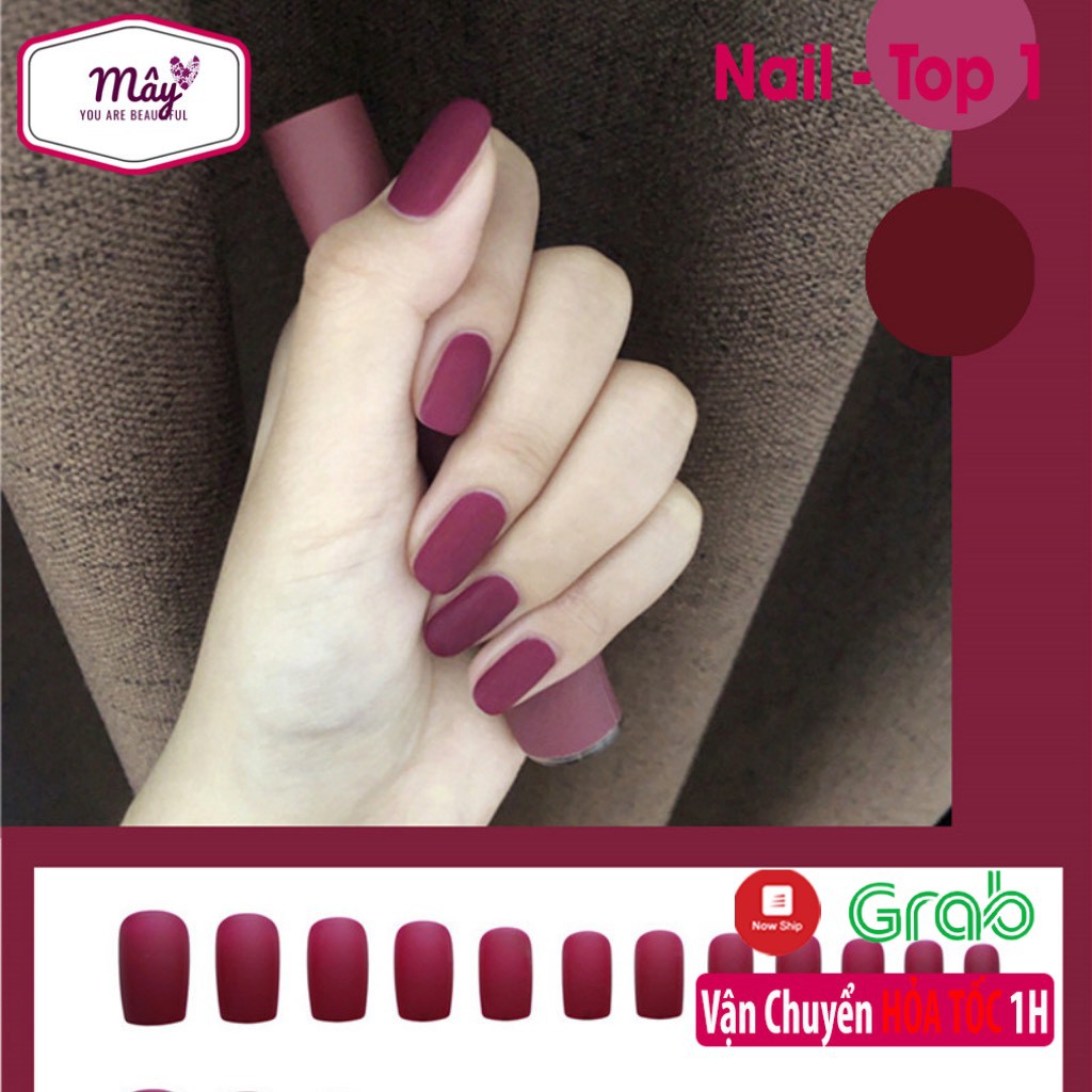 Set 24 móng tay giả, nail giá nhám khuôn vuông nhám nhẹ nhàng màu xinh theo trend A