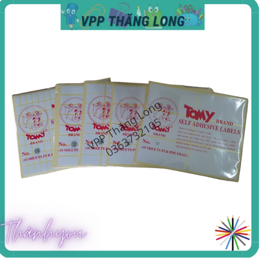 Giấy Tomy, nhãn dán Tomy A5 các cỡ 99 - 124