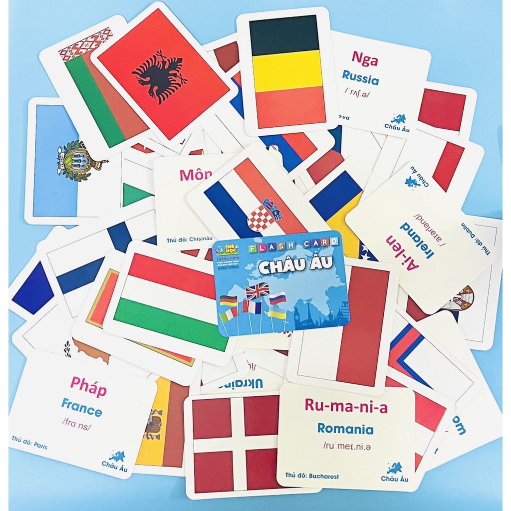 Thẻ Học Quốc Kì Các Nước Trên Thế Giới Gồm 180 Thẻ Flashcard Cờ Các Quốc Gia Kèm Hình Ảnh Sinh Động Cho Bé.