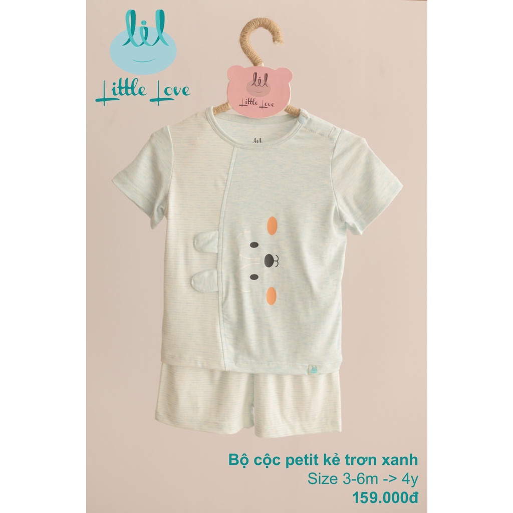 Bộ quần áo cộc tay pettit kẻ trơn cho trẻ 3m đến 4y little love