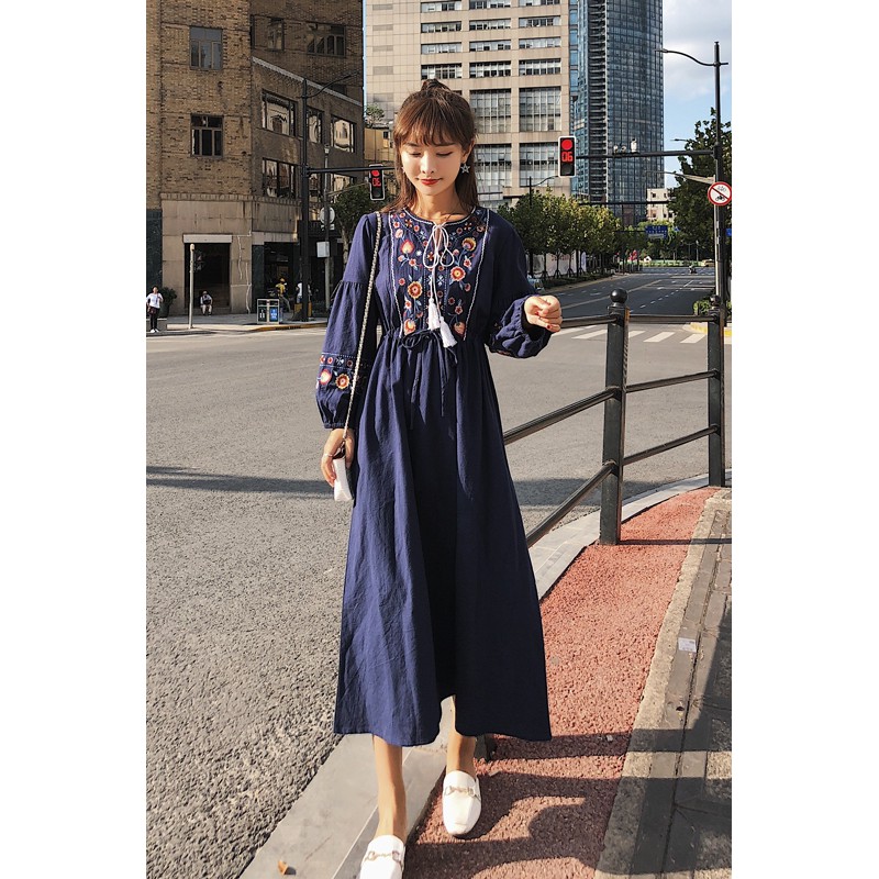 VÁY BOHEMIAN THÊU HOA| DÁNG DÀI | BO EO