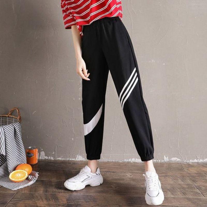 Quần thun dài ống rộng in họa tiết phong cách năng động dành cho nữ | BigBuy360 - bigbuy360.vn