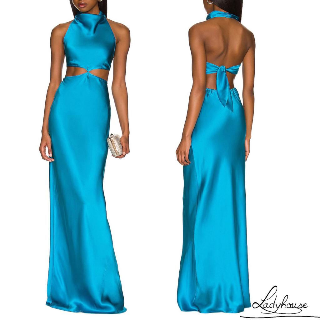 Đầm Hai Dây Dáng Dài Hở Lưng Màu Trơn Thời Trang Cho Nữ