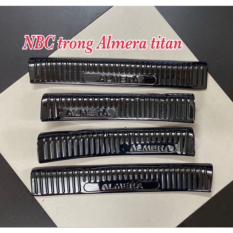 Ốp bậc cửa chống xước trong Nissan Almera TT.#Nẹp bước chân trong Nissan Almera TT