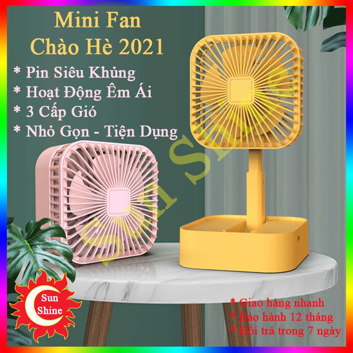 Quạt Gấp Gọn Mini Tích Điện ⚡️𝐅𝐑𝐄𝐄 𝐒𝐇𝐈𝐏⚡️ Quạt Phun Sương Để Bàn