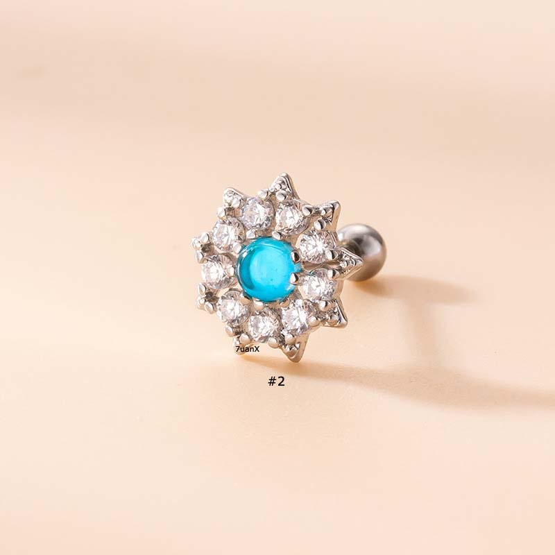 1 Khuyên Xỏ Sụn Tai Bằng Thép Không Gỉ 20Gauge Màu Xanh Dương