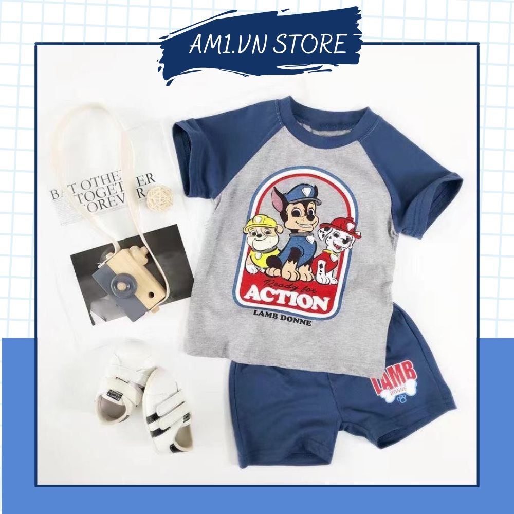 (8-18kg) Đồ bộ bé trai AM904 - bộ quần áo bé trai cộc tay chú chó cứu hộ TTR300