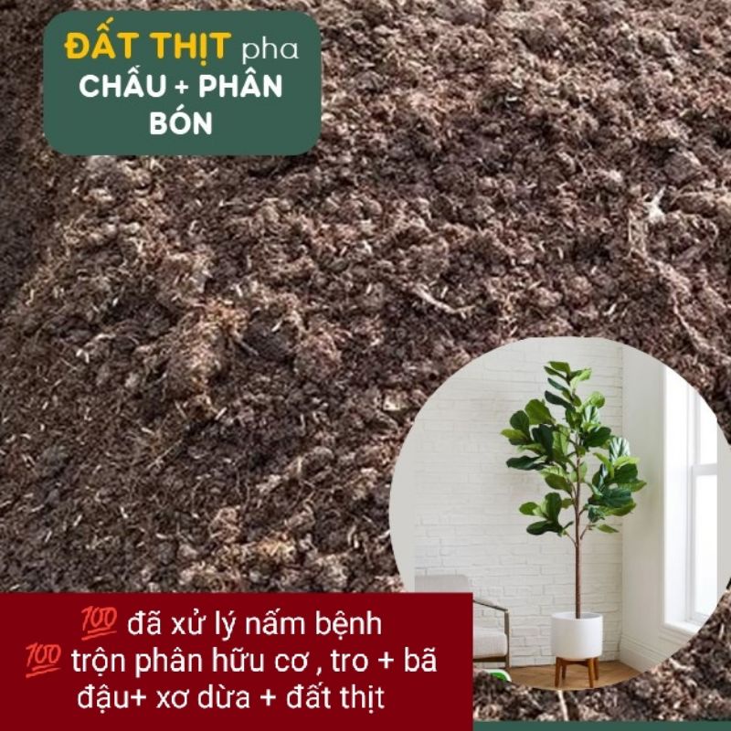 1kg đất thịt hữu cơ đã pha trộn tro dơm, trấu, xơ dừa, bã đậu