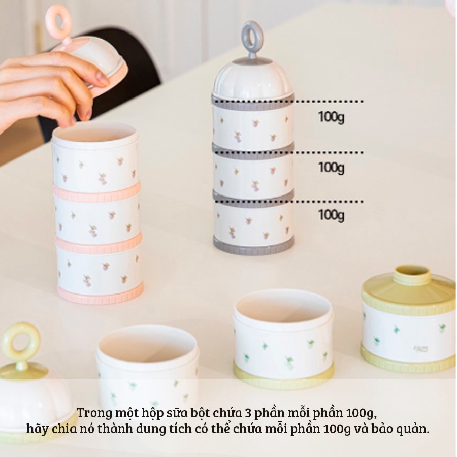 Hộp chia sữa 3 ngăn TGM họa tiết hoa quả nội địa Hàn Quốc
