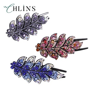 Kẹp tóc hình chiếc lá chlins đính kim cương giả thời trang cho nữ