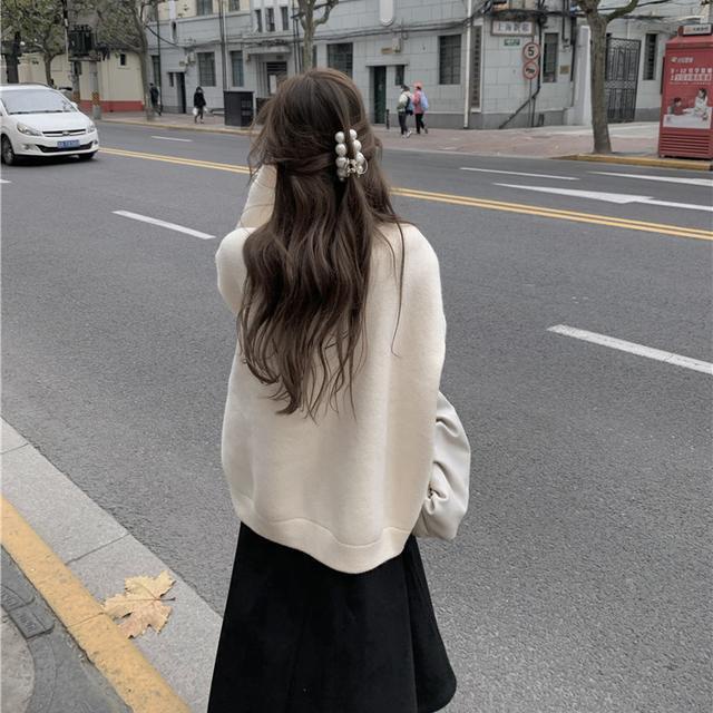 Set Áo Khoác Cardigan Dệt Kim Dày Dặn + Áo Ống + Chân Váy Chữ A Lưng Cao Phong Cách Retro