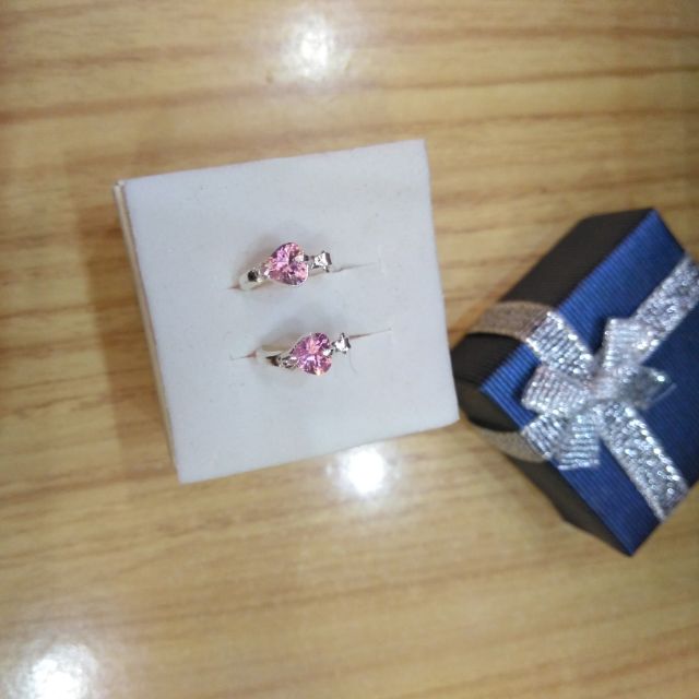 Bông tai bạc Van Jewelry V10663 bông cài 1 đá tim cho bé