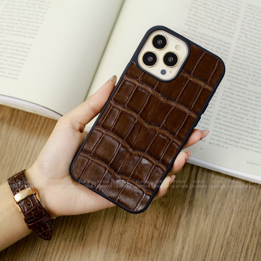 Ốp da thủ công Cá Sấu dành cho IPhone 14/14Plus/14Pro/14Promax/13/13Pro/13Promax/12/12Pro/12Promax ODTC117