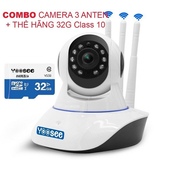 [Mã ELCA12 giảm 7% đơn 500K][COMBO] Camera Yoosee 3 Râu Full HD + Thẻ Nhớ 32g | WebRaoVat - webraovat.net.vn