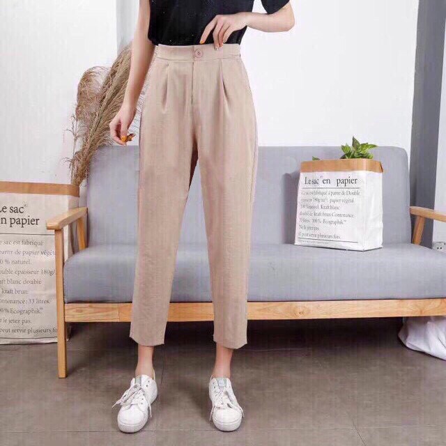 Quần baggy kiêu nhật cúc khoá chun lưng