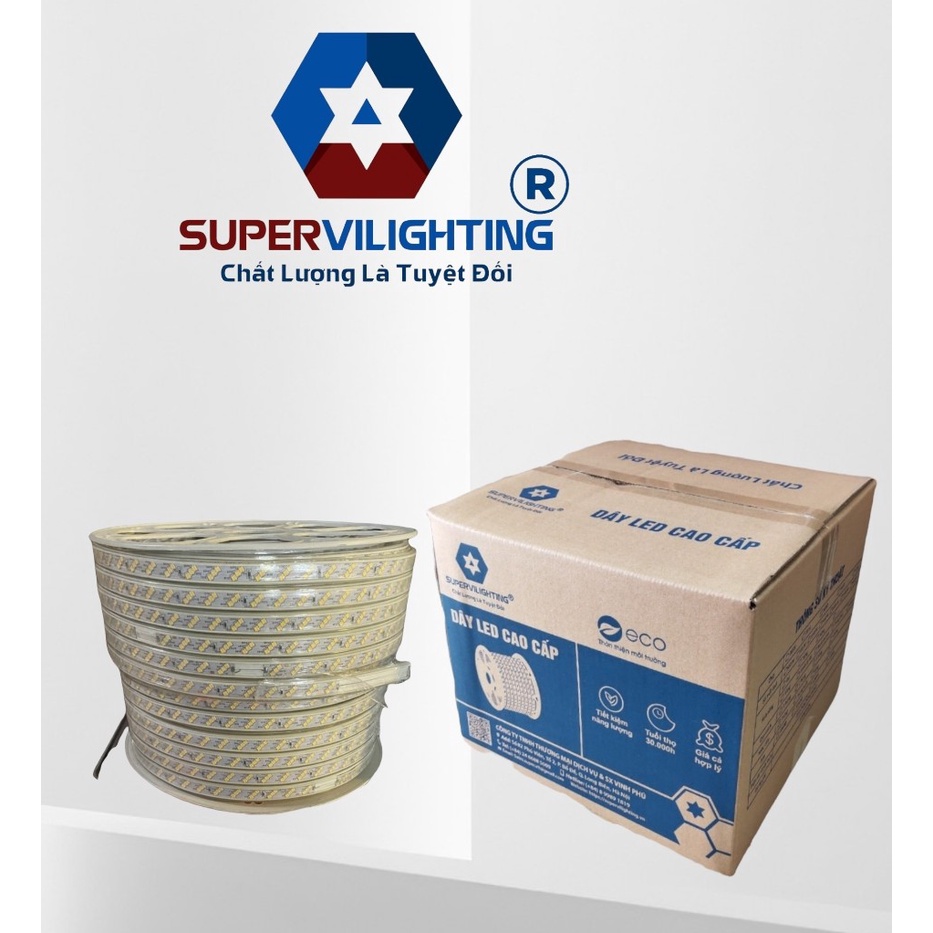 Led dây SuperVilighting, MS LEDD-SUP-2H-3H,120 bóng, CS 9-15w/m, mắt led 2 hàng - 3 hàng, Bảo hành 24 tháng
