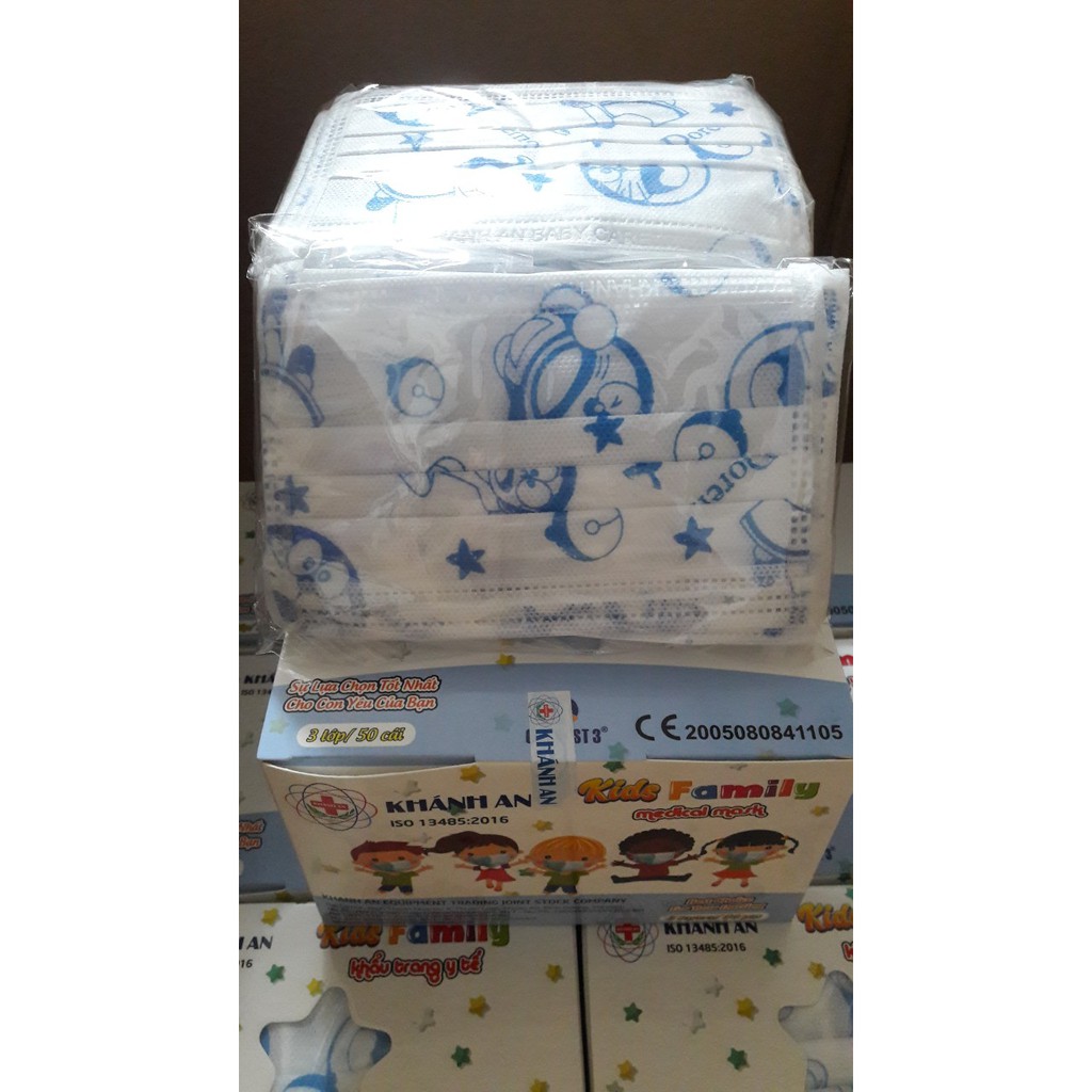 KHẨU TRANG KHÁNH AN HỘP 50 CÁI IN HỌA TIẾT CHO BÉ TỪ 5-12 TUỔI