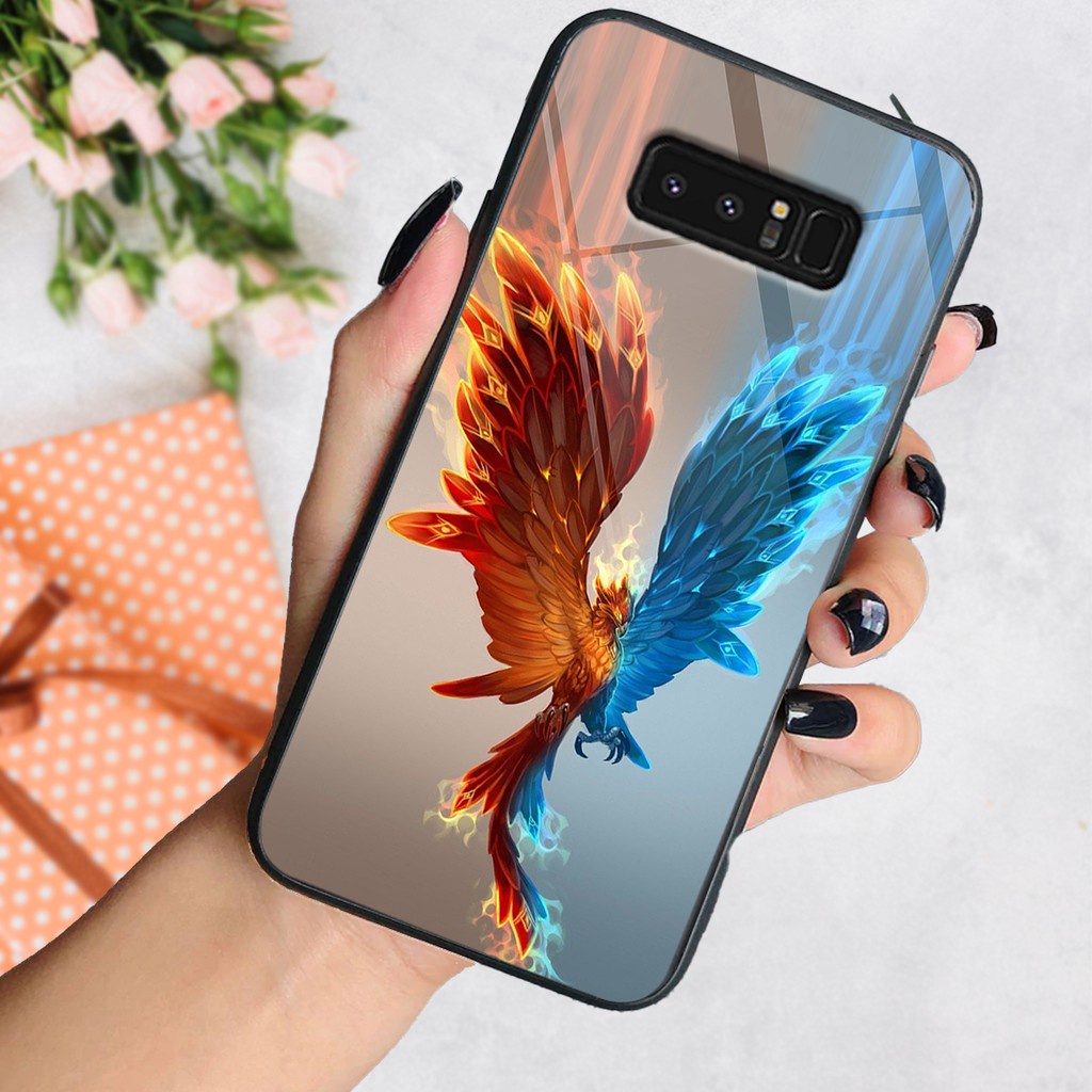 Ốp lưng kính CƯỜNG LỰC Samsung note8 . s9 plus (s9+) in hình rồng sói