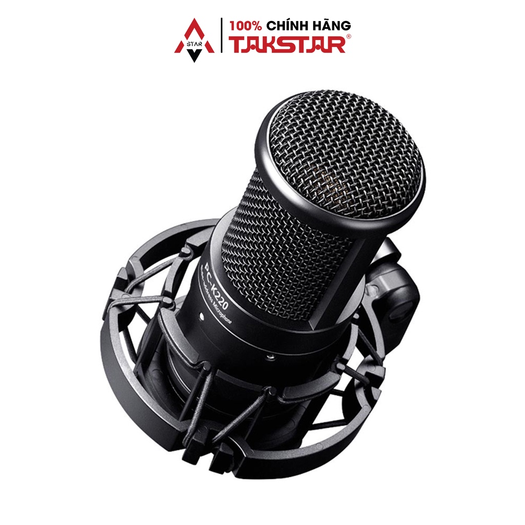 Mic Thu Âm Livestream Hát Karaoke Chuyên Nghiệp Takstar PC-K220 Độ Nhạy Cao, Lọc Ồn, Chính Hãng Cao Cấp Bảo Hành 1 Năm
