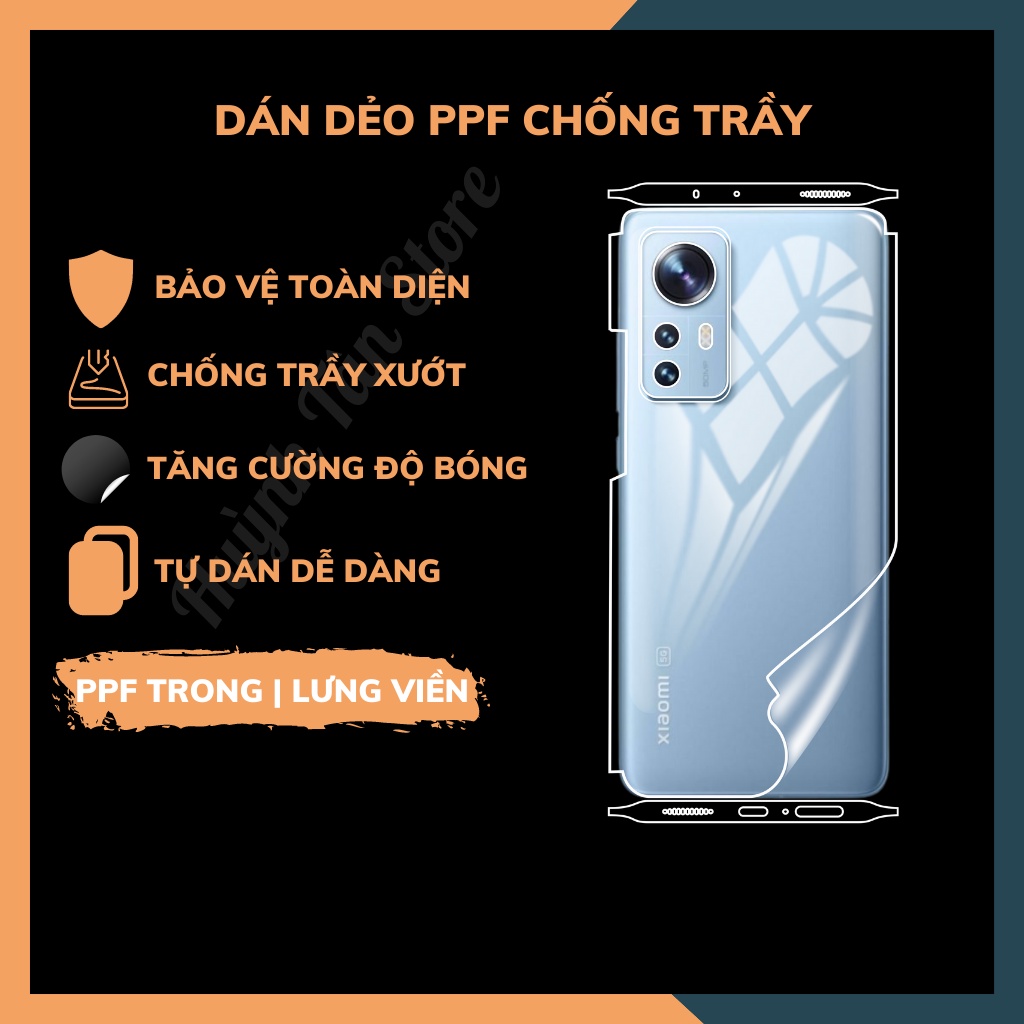 Dán dẻo PPF xiaomi mi 12 12x mi 12s pro 12s ultra trong suốt hoặc nhám chống bám vân tay mua 1 tặng 1 huỳnh tân store