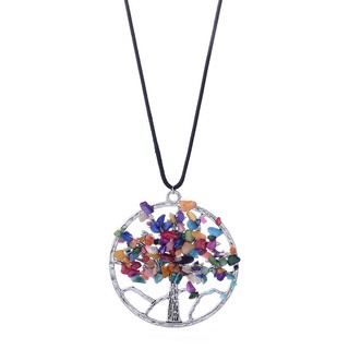 Beautyangel Womens Healing Jewelry 7 Chakra Necklaces Natural Stone Tree of Life Pendant