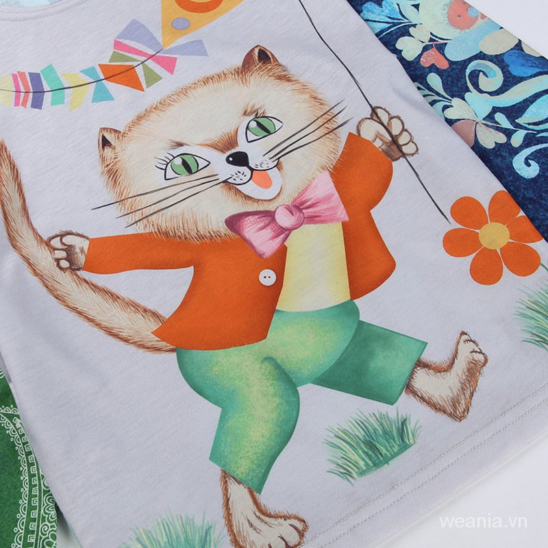 Áo thun tay dài in hình mèo thời trang đường phố T3lB