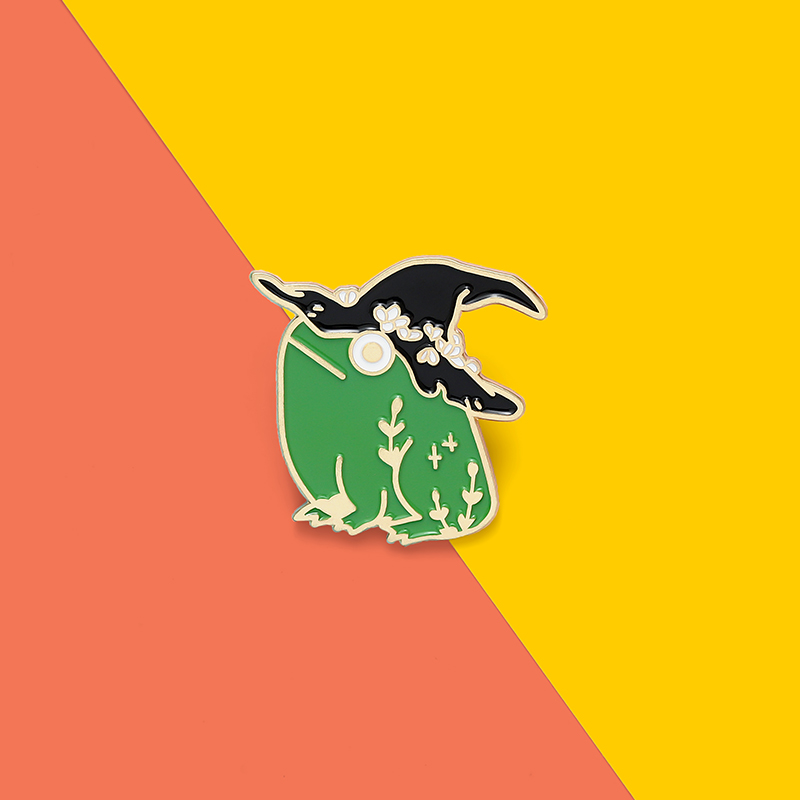 Ghim cài áo QIHE JEWELRY hình chú ếch hoạt hình đáng yêu