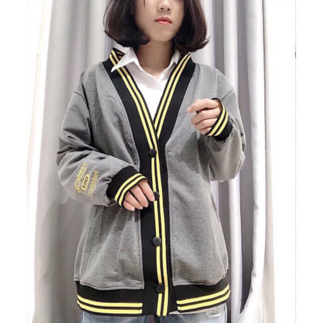 [Siêu Rẻ] Áo khoác cardigan viền bo dệt 2 sọc, (kèm hình thật)