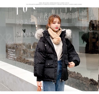 Áo phao ulzzang mũ lông