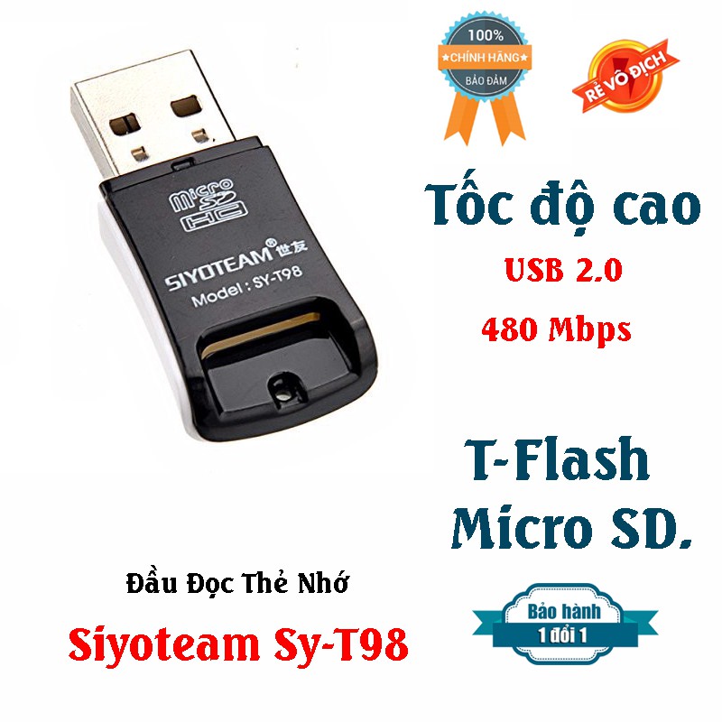 [Hàng Chính hãng] Đầu đọc thẻ nhớ SIYOTEAM SY-T98 MicroSD/ TF/ Micro SDHC/ Micro SDXC Điện Thoại