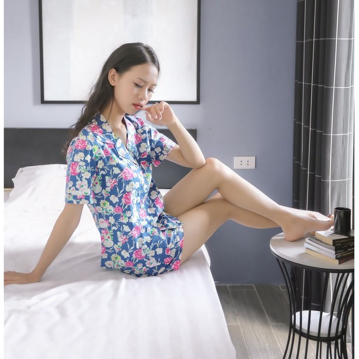 Bộ đồ ngủ họa tiết hoa cao cấp cộc tay quần đùi TK FASHION - BNH11