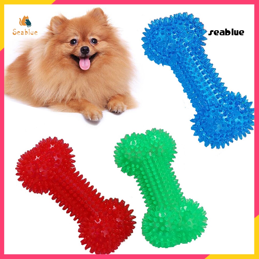 【SE】Pet Dog Puppy Fuuny Bone Shape Bite Resistant Molar Training Chew Squeak Toy