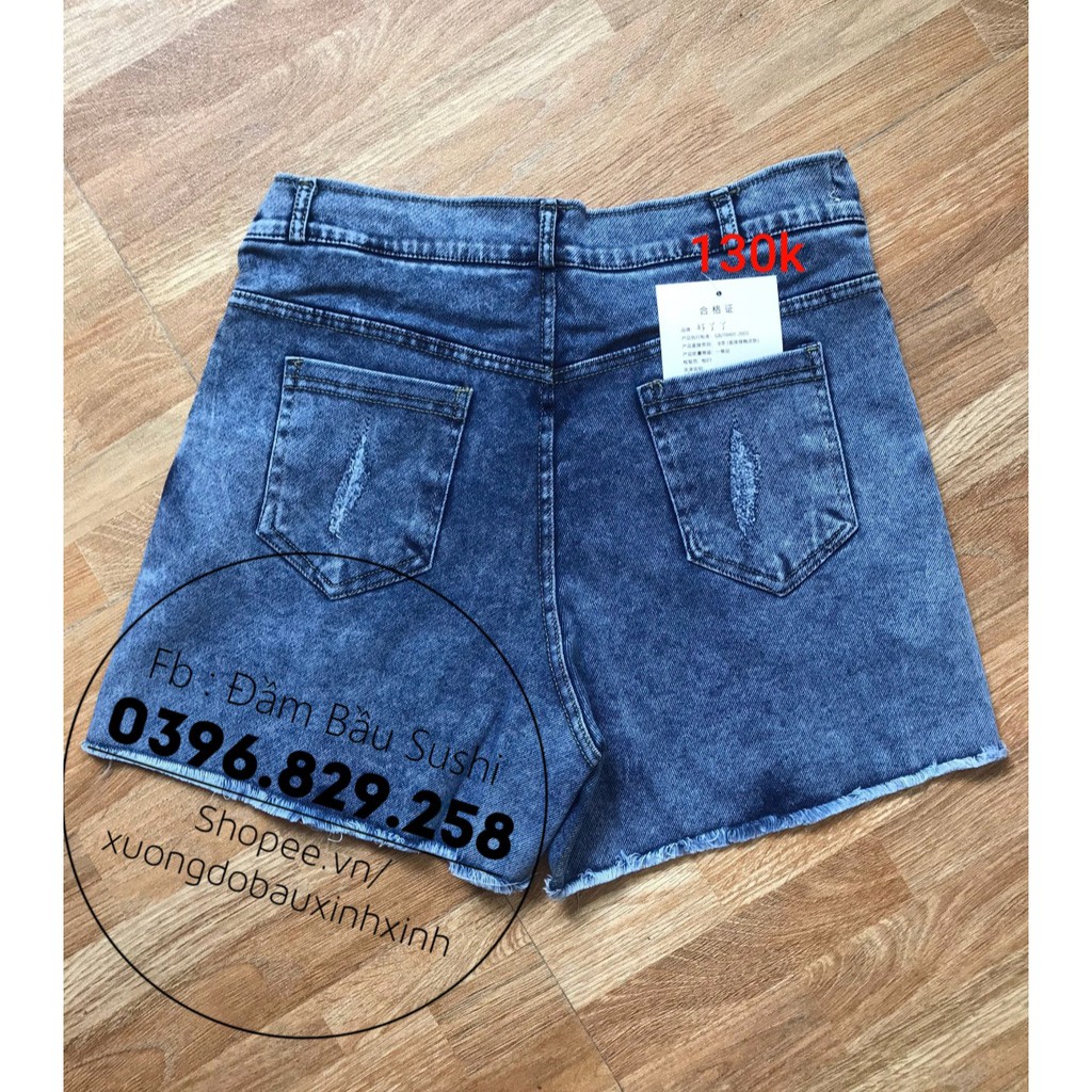 (ảnh thật) Sooc bầu chất bò jean đẹp mềm co giãn đủ size 45-75kg đáp bụng