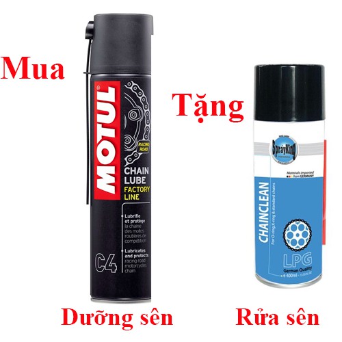 [Mua 1 tặng 1] Bôi trơn sên dưỡng sên Motul C4 tặng rửa sên sprayking